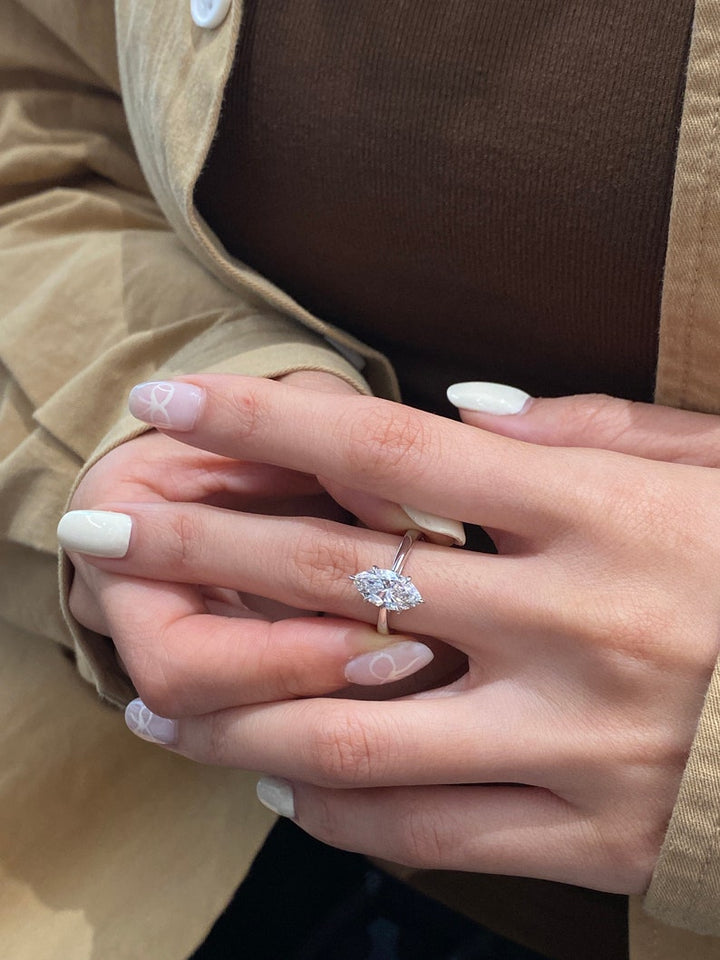 1.50ct-2.50ct Marquise Cut Lab Grown Solitaire Diamond Engagement Ring