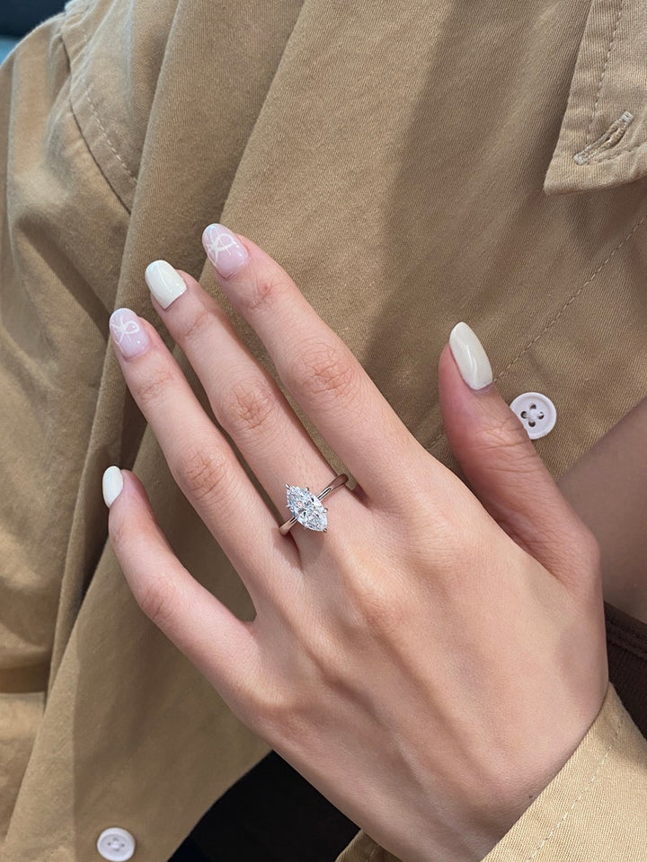 1.50ct-2.50ct Marquise Cut Lab Grown Solitaire Diamond Engagement Ring