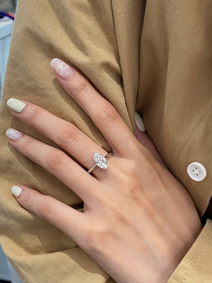 1.50ct-2.50ct Marquise Cut Lab Grown Solitaire Diamond Engagement Ring