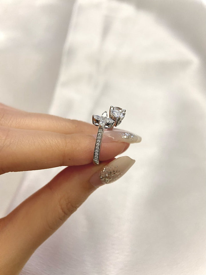 1.0ct-2.0ct Pear Cut Lab Grown Open Diamond Engagement Ring