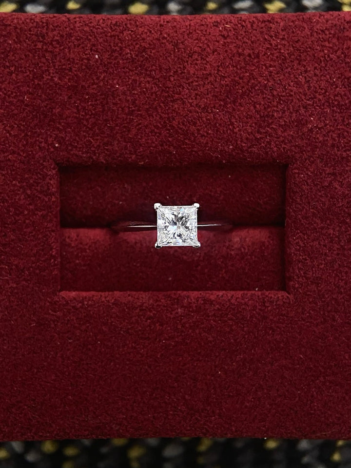1.0ct-2.0ct Princess Cut Lab Grown Solitaire Diamond Engagement Ring