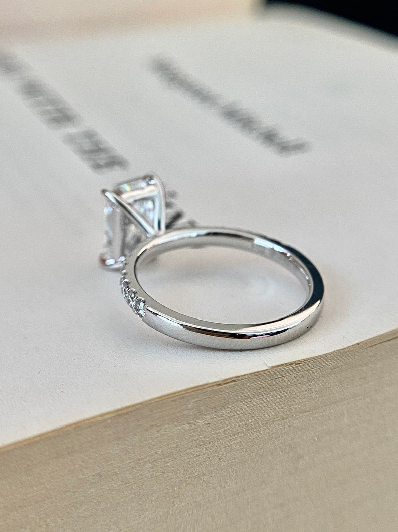 2.0ct-3.0ct Radiant Cut Lab Grown Diamond Pave Engagement Ring