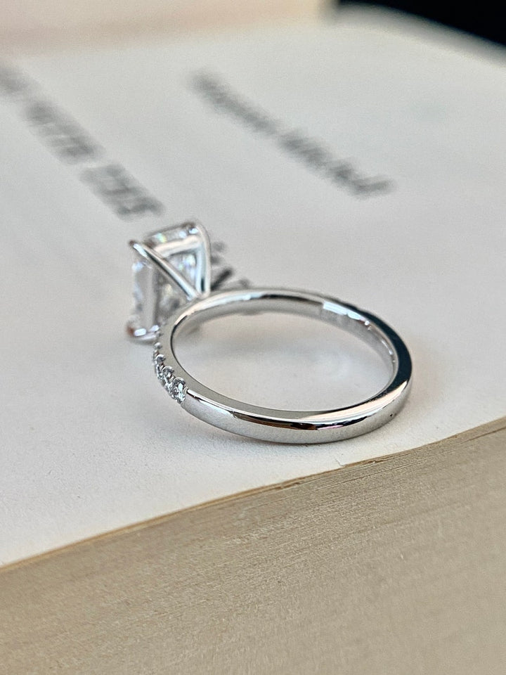 2.0ct-3.0ct Radiant Cut Lab Grown Diamond Pave Engagement Ring