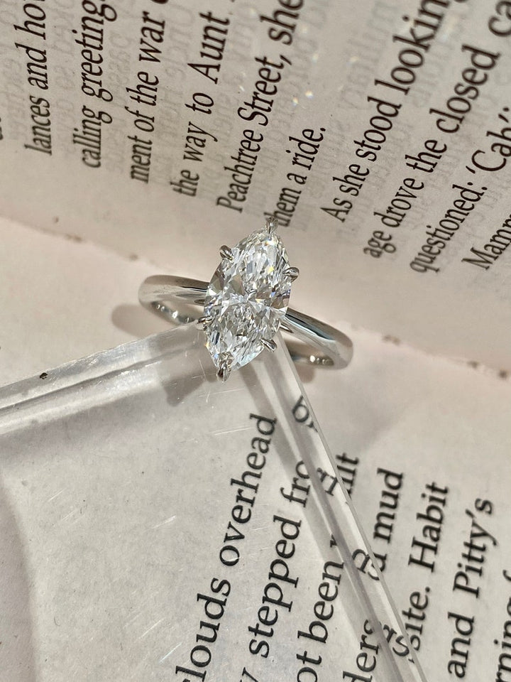 1.50ct-2.50ct Marquise Cut Lab Grown Solitaire Diamond Engagement Ring