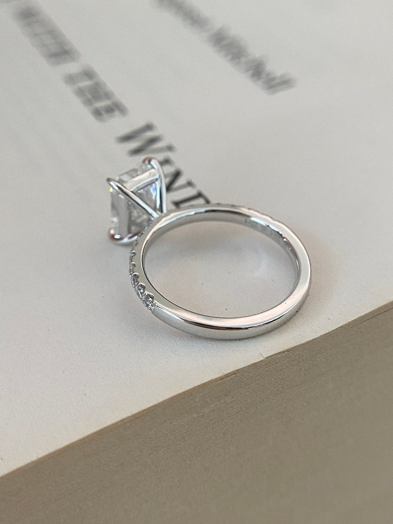 2.0ct-3.0ct Radiant Cut Lab Grown Diamond Pave Engagement Ring