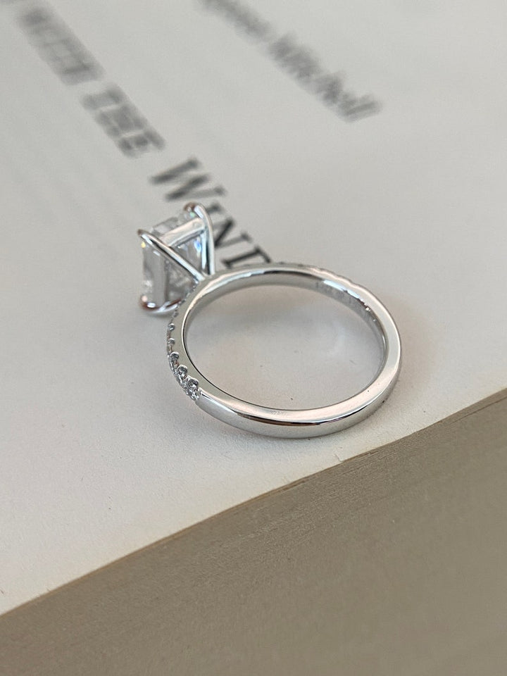 2.0ct-3.0ct Radiant Cut Lab Grown Diamond Pave Engagement Ring