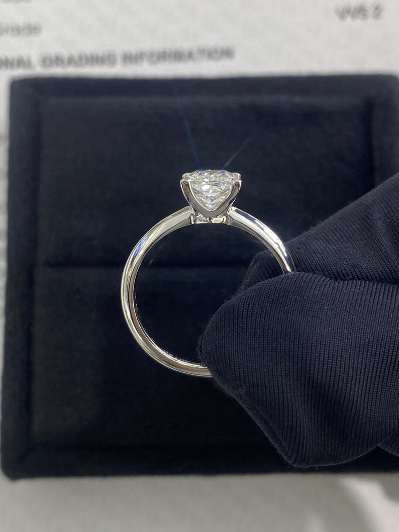 1.0ct-2.0ct Princess Cut Lab Grown Solitaire Diamond Engagement Ring