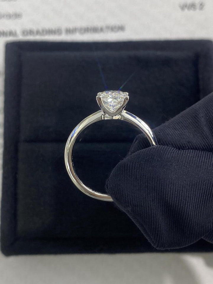 1.0ct-2.0ct Princess Cut Lab Grown Solitaire Diamond Engagement Ring
