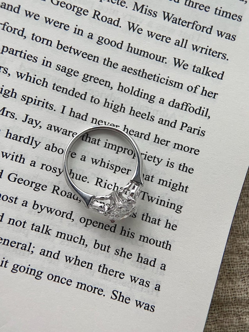 2.50ct-3.50ct Pear Cut Lab Grown Diamond Three Stone Engagement Ring