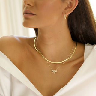 Solid Gold Round Cut Diamond Moissanite Necklace in Gold