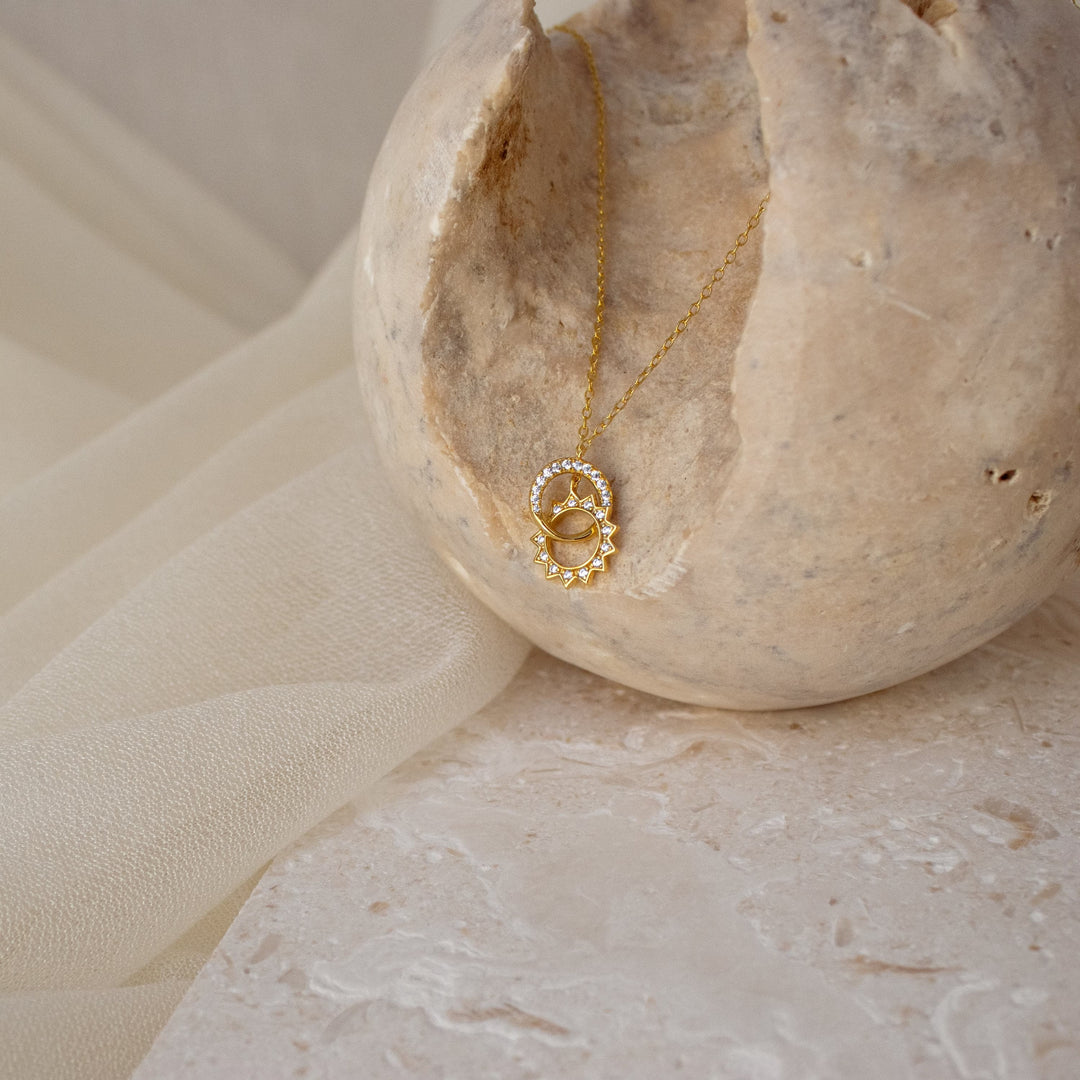 Sun & Moon Lab Grown Diamond Eternity Necklace in Solid Gold