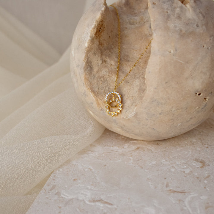 Sun & Moon Lab Grown Diamond Eternity Necklace in Solid Gold