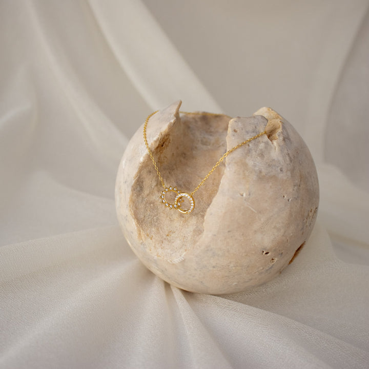 Sun & Moon Lab Grown Diamond Eternity Necklace in Solid Gold