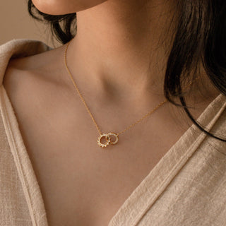 Sun & Moon  Moissanite Diamond Eternity Necklace in Solid Gold