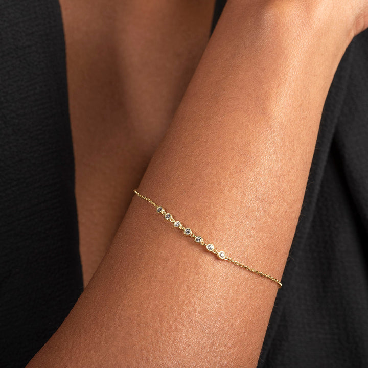 Round Cut Lab Created Diamond Bezel Setting Bracelet for Women