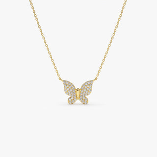 Round Moissanite Diamond Butterfly Necklace in 14k Gold
