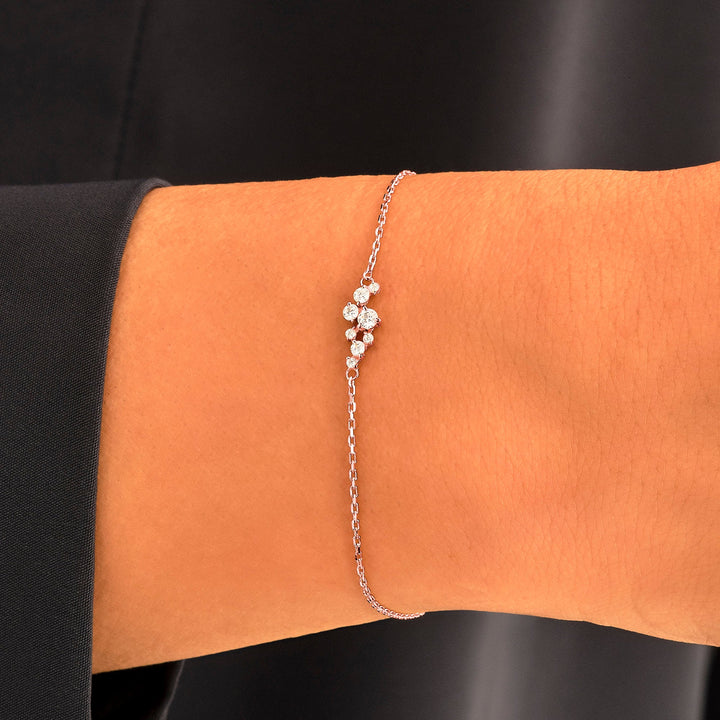 Round Cut CVD Diamond Cluster Bracelet for Women