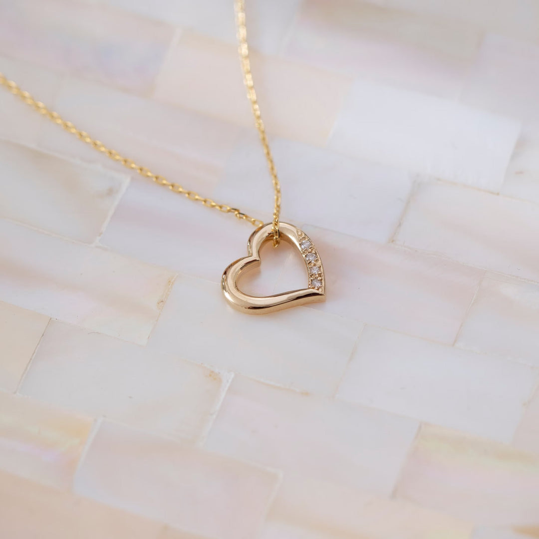 Heart Shape Diamond CVD Necklace in 14K Yellow Gold