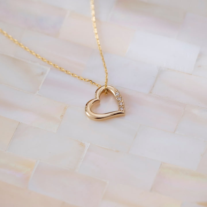 Heart Shape Diamond CVD Necklace in 14K Yellow Gold