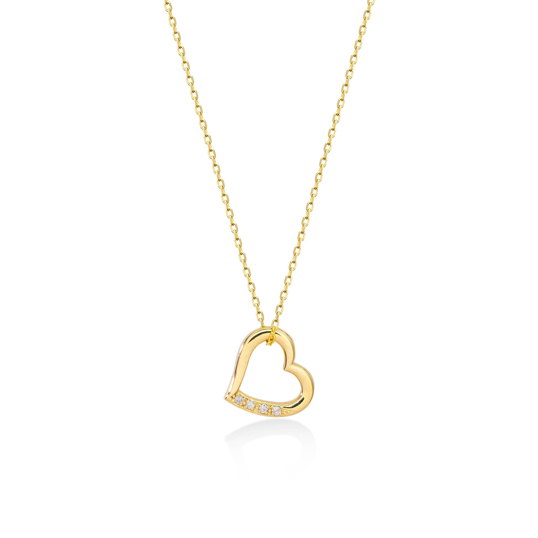 Heart Shape Diamond CVD Necklace in 14K Yellow Gold