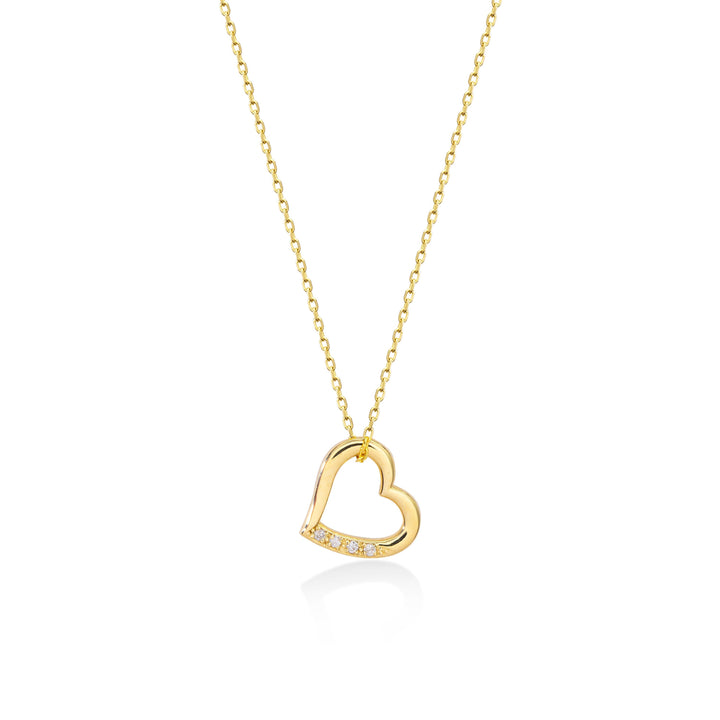Heart Shape Diamond CVD Necklace in 14K Yellow Gold