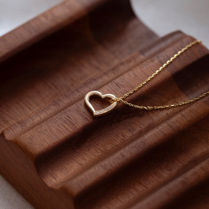 Heart Shape Diamond CVD Necklace in 14K Yellow Gold