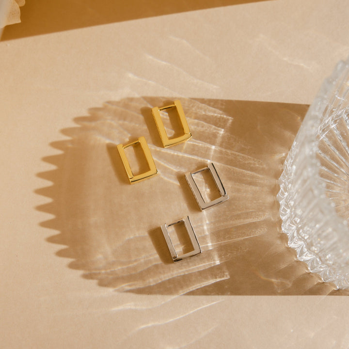 Rectangle Link CVD Diamond Earrings in Yellow Gold