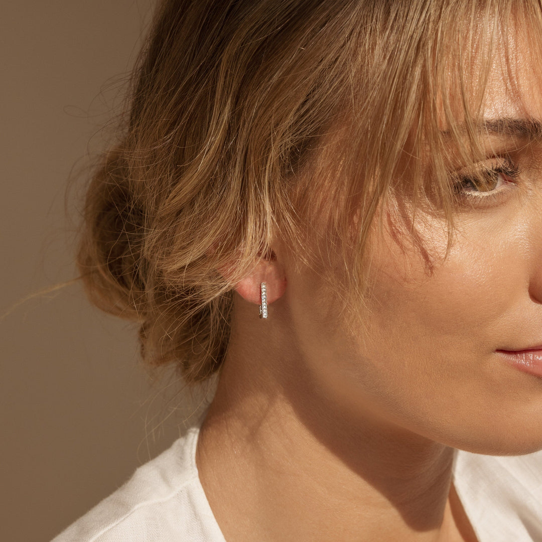 Rectangle Link CVD Diamond Earrings in Yellow Gold