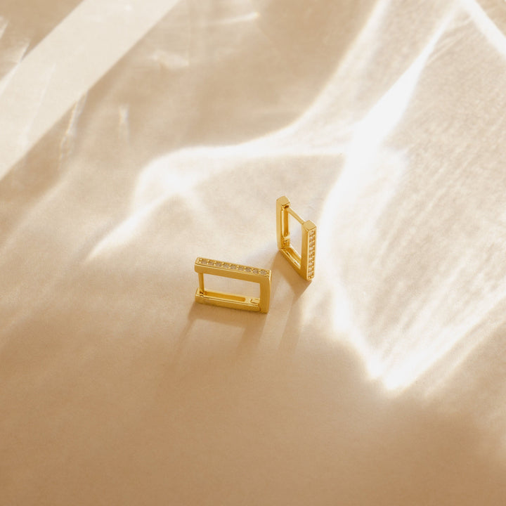 Rectangle Link CVD Diamond Earrings in Yellow Gold
