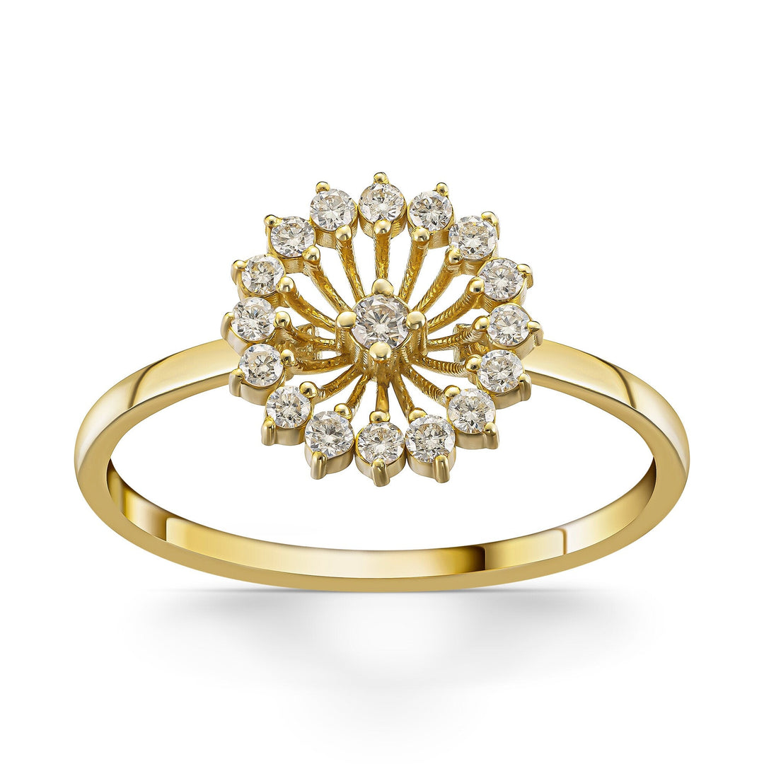 Round Cut Flower Lab Grown Diamond Wedding Band in Gold