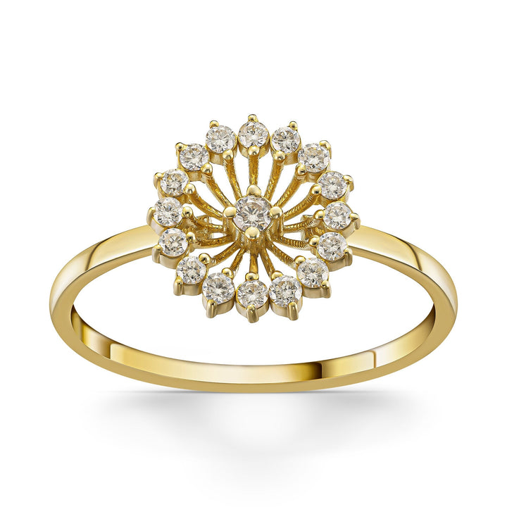 Round Cut Flower Lab Grown Diamond Wedding Band in Gold