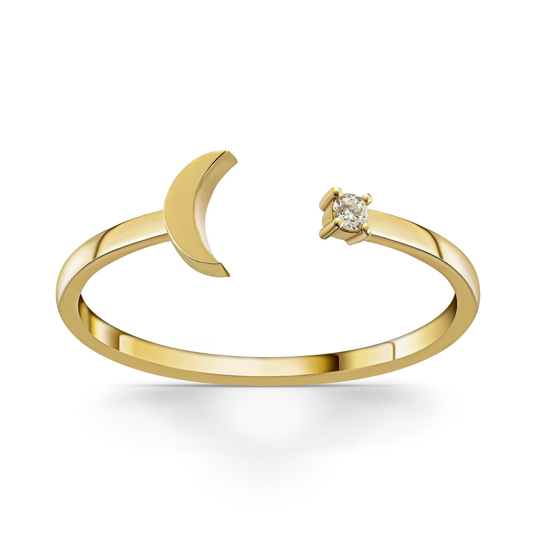 Moon Star Diamond CVD Open Engagement Ring in Yellow Gold