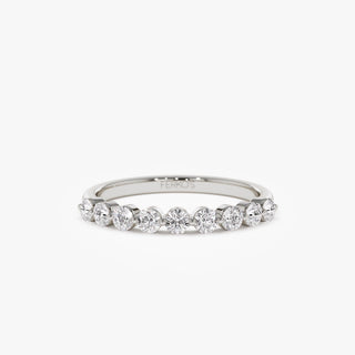 Round Moissanite Diamond Shared Prong Wedding Band in Gold