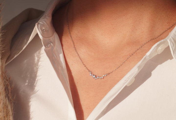 Round Cut Lab Grown Diamond Necklace in Solid Gold