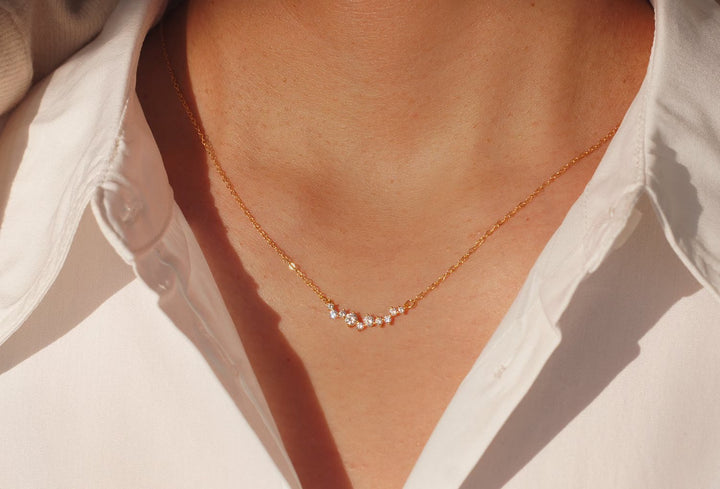 Round Cut Lab Grown Diamond Necklace in Solid Gold