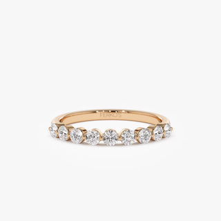 Round Moissanite Diamond Shared Prong Wedding Band in Gold