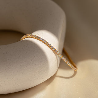 Round Cut Moissanite Diamond Tennis Bracelet in Solid Gold