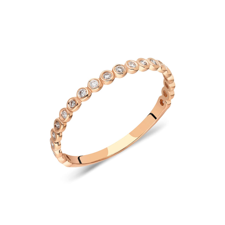 Round Bezel Set Lab Diamond Wedding Band in Gold