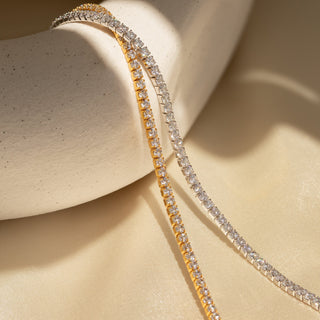 Round Cut Moissanite Diamond Tennis Bracelet in Solid Gold