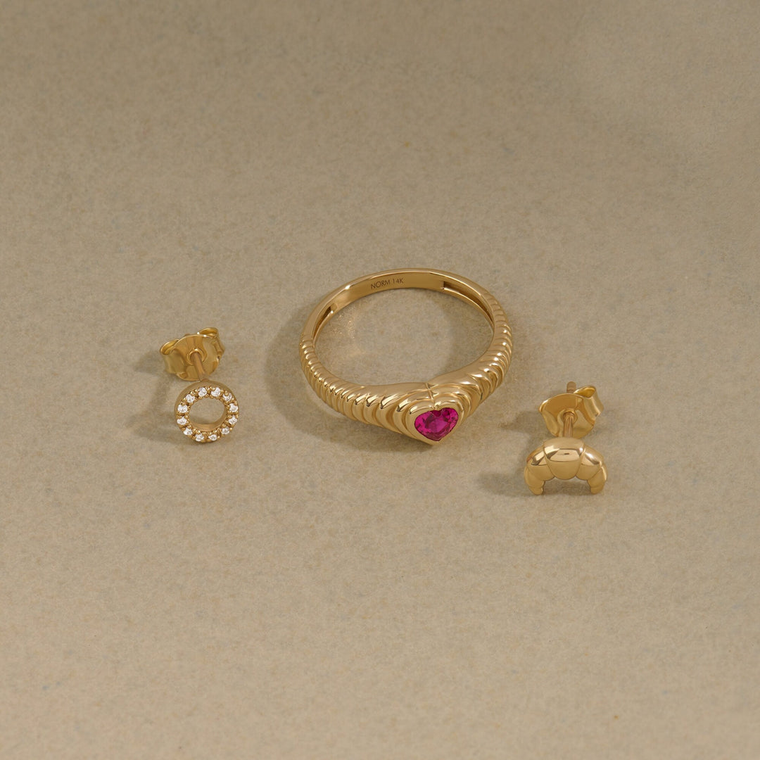 Circle Shape CVD Diamond Earring for Women 14K Solid Gold