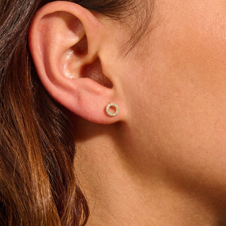 Circle Shape Moissanite Diamond Earring for Women 14K Solid Gold