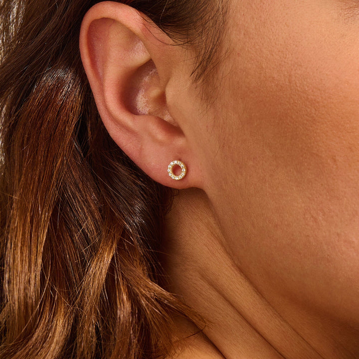 Circle Shape CVD Diamond Earring for Women 14K Solid Gold