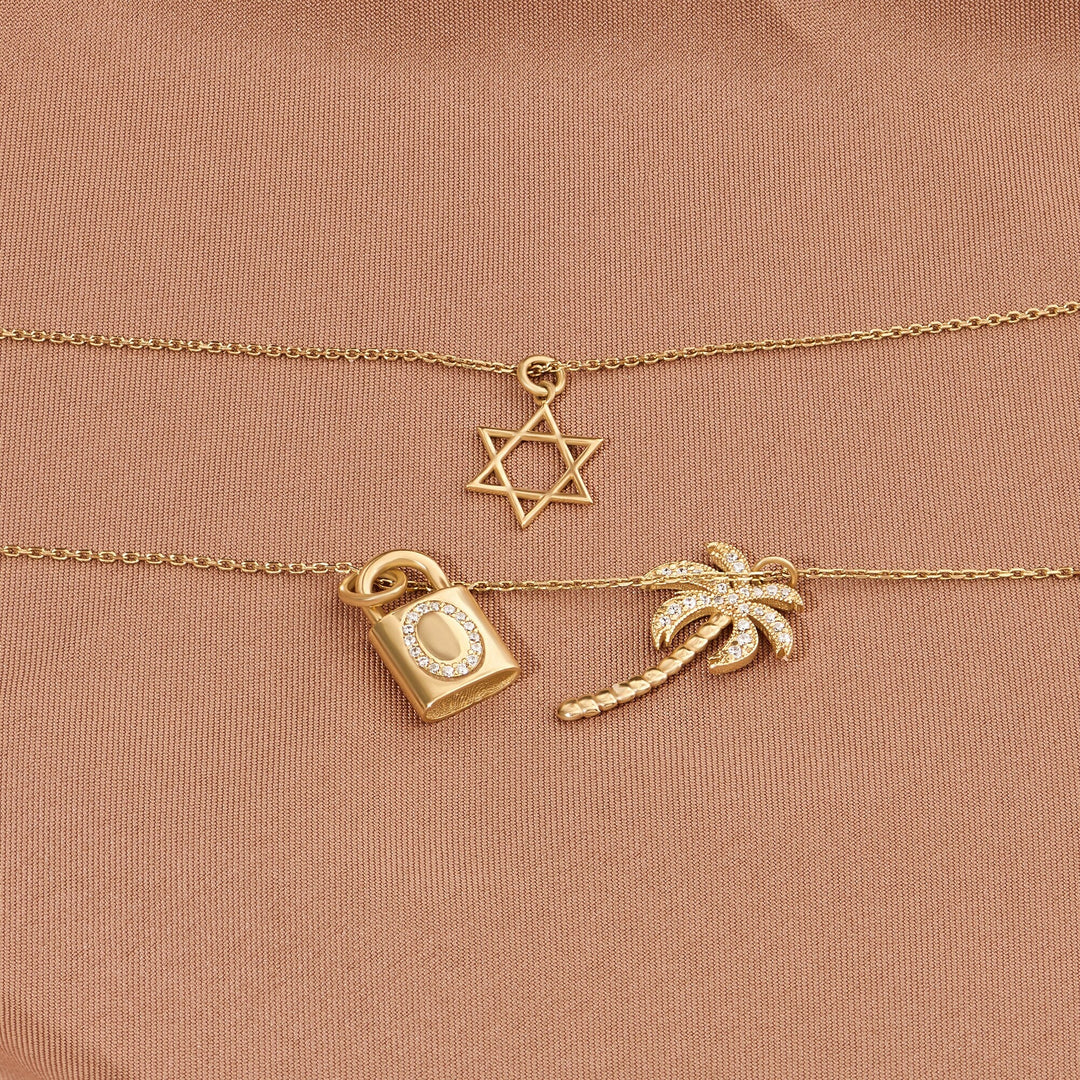 Star Charm Lab Grown Diamond Pendant Necklace in 14K Gold