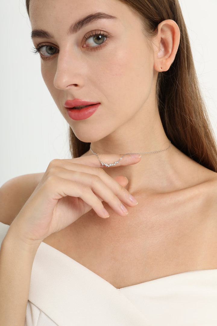 Round Cut Lab Grown Diamond Necklace in Solid Gold