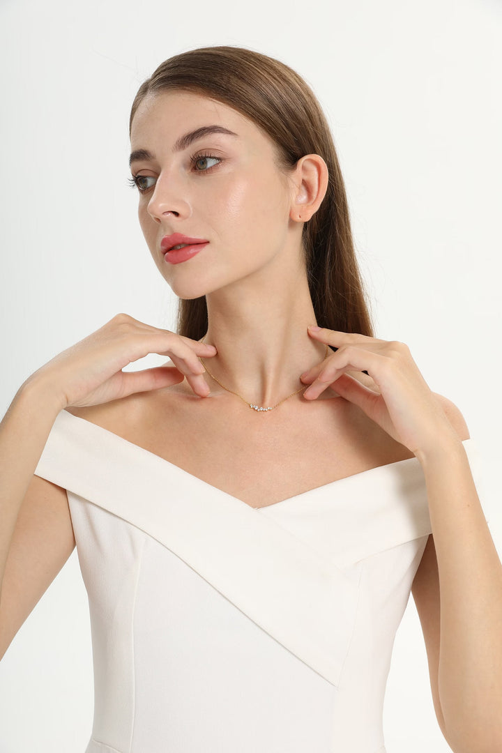 Round Cut Lab Grown Diamond Necklace in Solid Gold