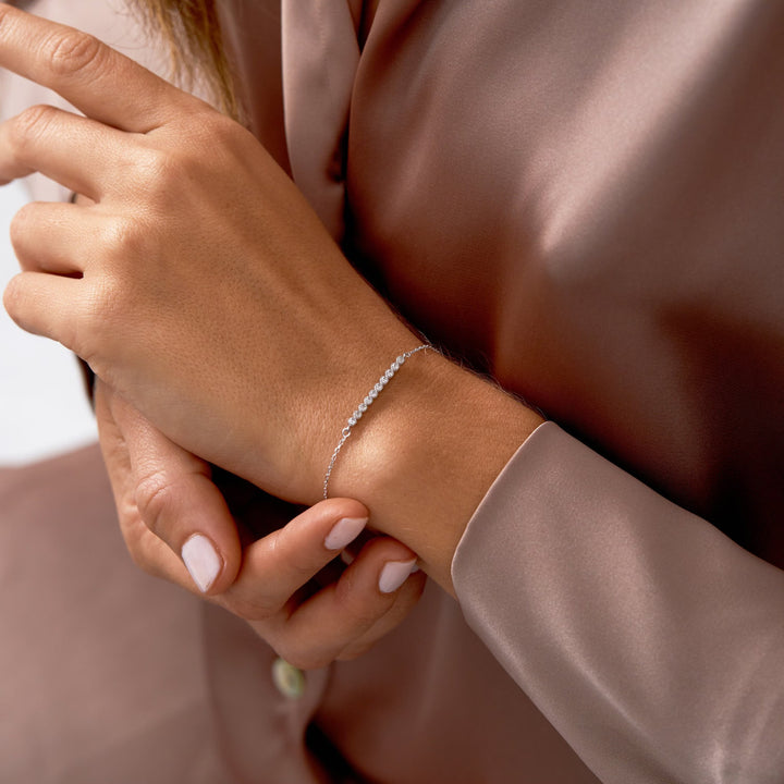 Round Cut Bar Lab Created Diamond Bracelet for Women