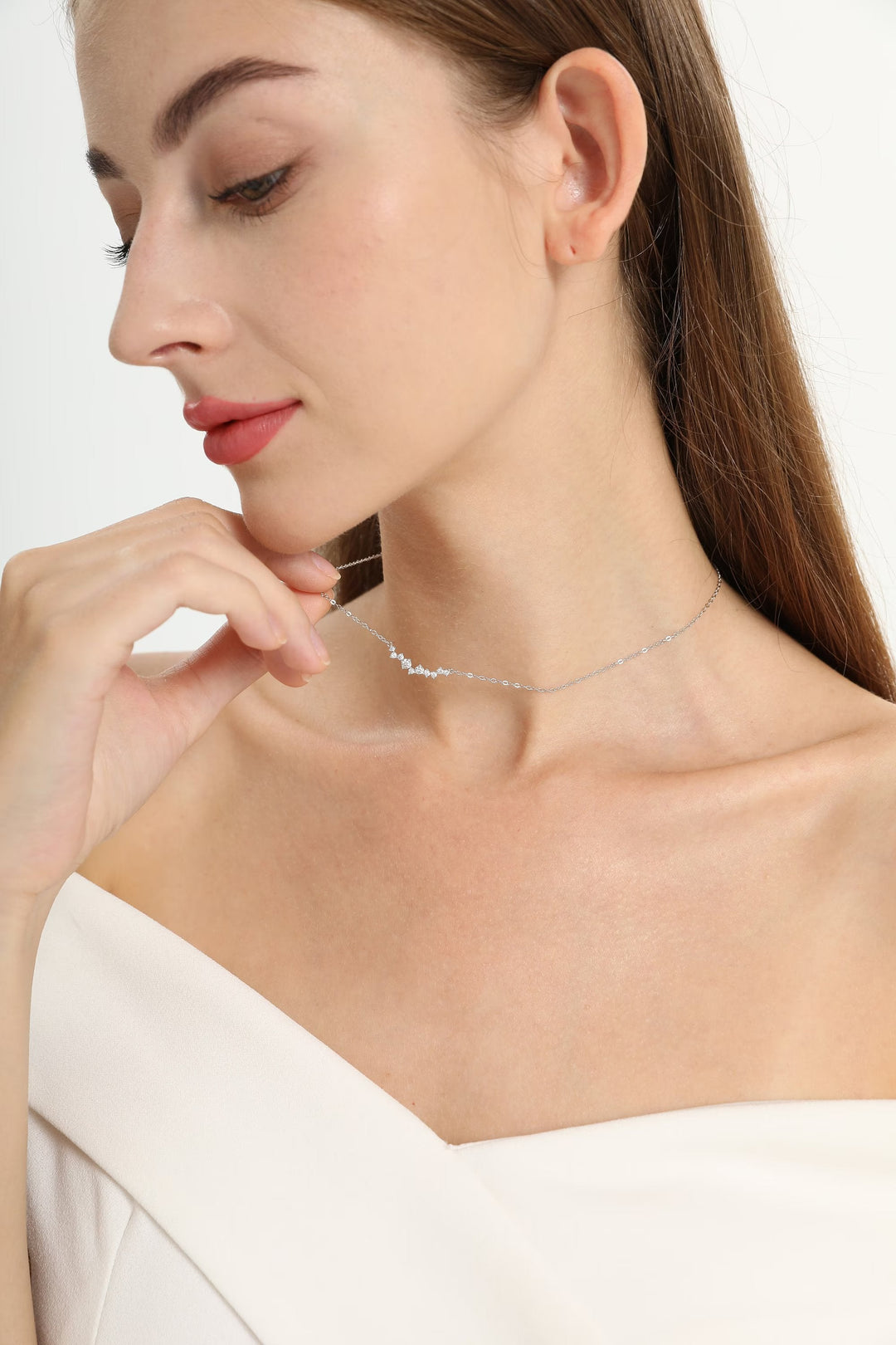 Round Cut Lab Grown Diamond Necklace in Solid Gold