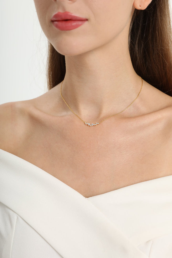 Round Cut Lab Grown Diamond Necklace in Solid Gold