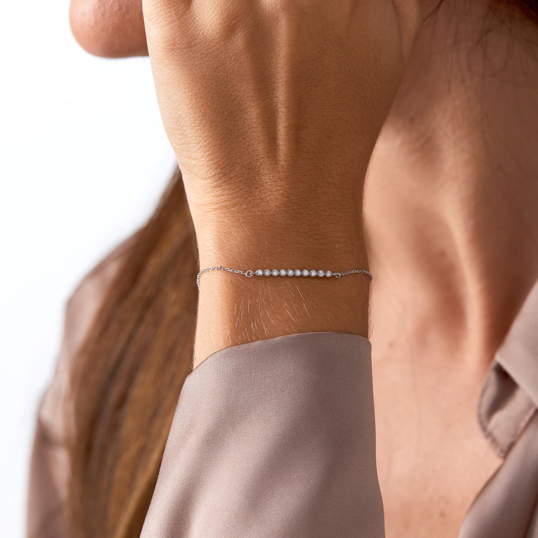 Round Cut Bar Lab Created Diamond Bracelet for Women