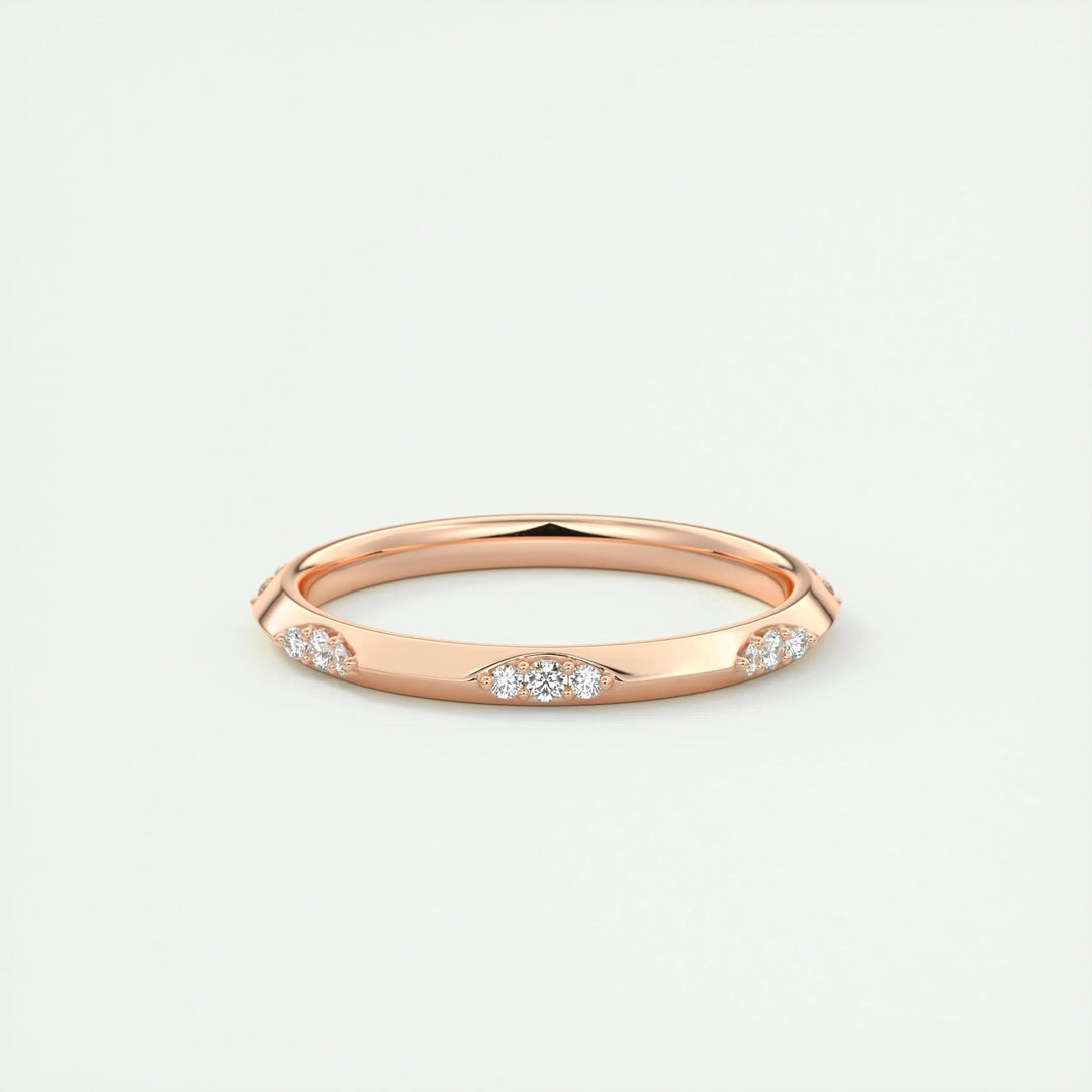 0.09ct Round Cut EF- VVS Diamond Lab Grown Wedding Band